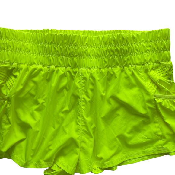 FP Movement The Way Home Shorts Neon Yellow Large Lined Active Running Gym - Picture 5 of 13